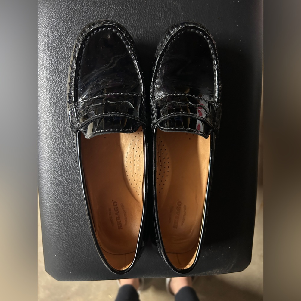 Sebago Sz 7.5 Harper Penny Black Patent Loafers Women’s - Picture 3 of 7